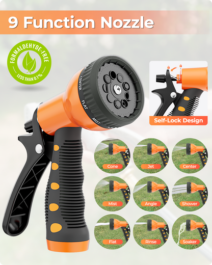 Ayleid Retractable Garden Hose Reel,1/2 in x 100 ft Wall Mounted Hose Reel, with 9- Function Sprayer Nozzle, Any Length Lock/Slow Return System/Wall Mounted/180°Swivel Bracket (Black)